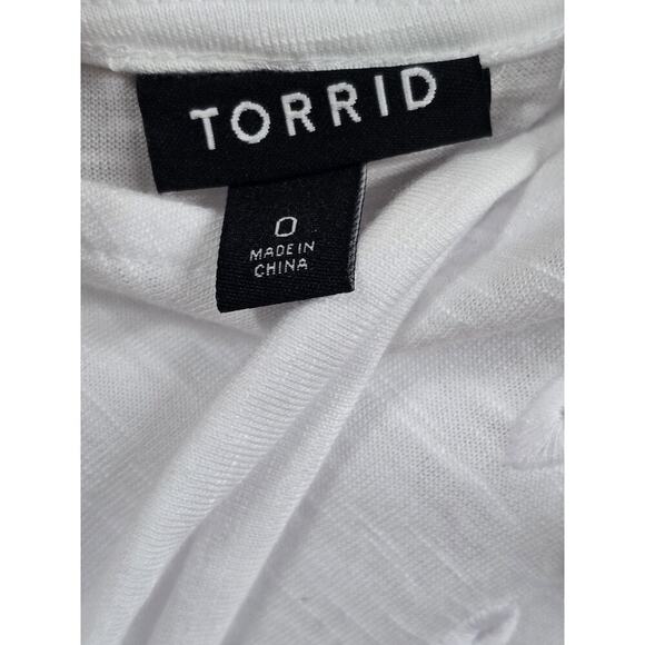Torrid White Babydoll Crew Neck Embroidered Eyelet Tie Back Top, 0X NWOT - Picture 6 of 7